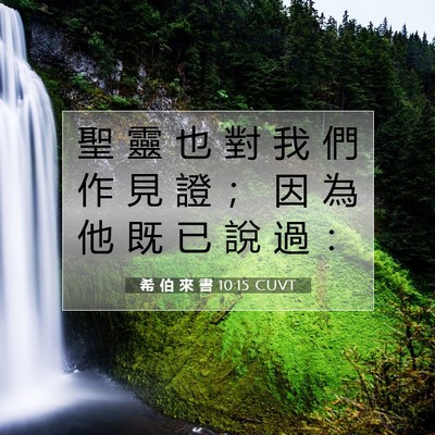 Picture 07 - 希 伯 來 書 10:15 CUVT - 聖 靈 也 對 我 們 作 見 證 ； 因 為 - Bible Verse Picture
