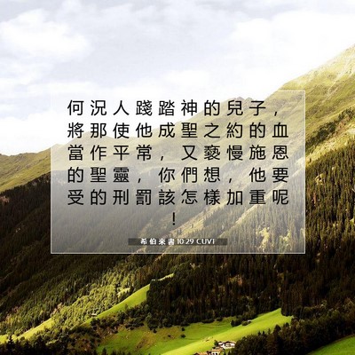 Picture 07 - 希 伯 來 書 10:29 CUVT - 何 況 人 踐 踏 神 的 兒 子 ， 將 那 - Bible Verse Picture
