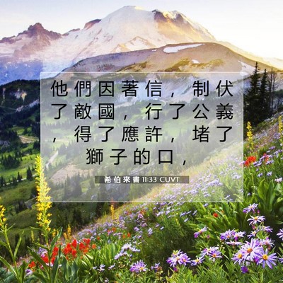 Picture 07 - 希 伯 來 書 11:33 CUVT - 他 們 因 著 信 ， 制 伏 了 敵 國 ， - Bible Verse Picture