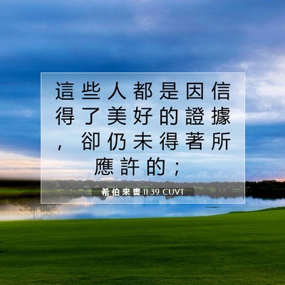 Picture 07 - 希 伯 來 書 11:39 CUVT - 這 些 人 都 是 因 信 得 了 美 好 的 - Bible Verse Picture