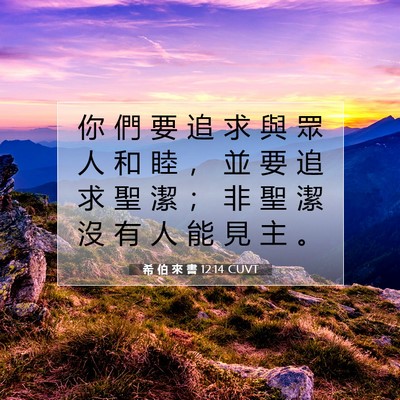 Picture 07 - 希 伯 來 書 12:14 CUVT - 你 們 要 追 求 與 眾 人 和 睦 ， 並 - Bible Verse Picture