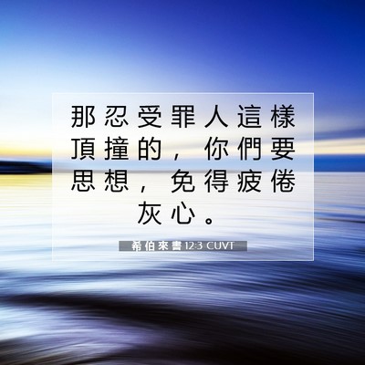 Picture 07 - 希 伯 來 書 12:3 CUVT - 那 忍 受 罪 人 這 樣 頂 撞 的 ， 你 - Bible Verse Picture