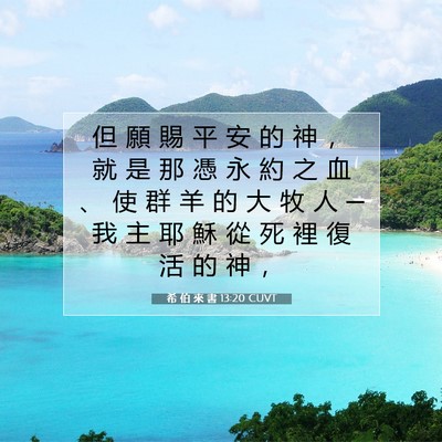 Picture 07 - 希 伯 來 書 13:20 CUVT - 但 願 賜 平 安 的 神 ， 就 是 那 憑 - Bible Verse Picture