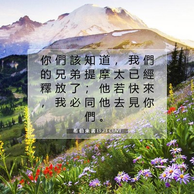 Picture 07 - 希 伯 來 書 13:23 CUVT - 你 們 該 知 道 ， 我 們 的 兄 弟 提 - Bible Verse Picture