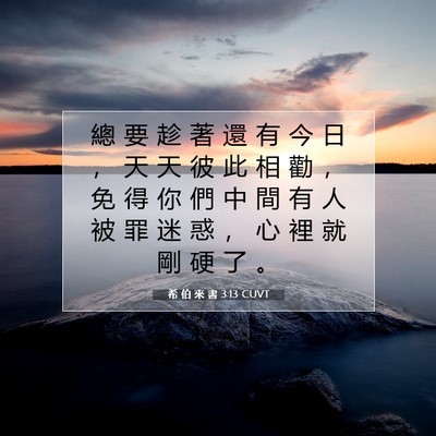 Picture 07 - 希 伯 來 書 3:13 CUVT - 總 要 趁 著 還 有 今 日 ， 天 天 彼 - Bible Verse Picture