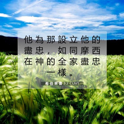 Picture 07 - 希 伯 來 書 3:2 CUVT - 他 為 那 設 立 他 的 盡 忠 ， 如 同 - Bible Verse Picture