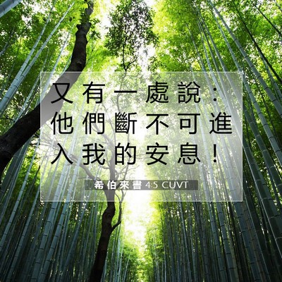 Picture 07 - 希 伯 來 書 4:5 CUVT - 又 有 一 處 說 ： 他 們 斷 不 可 進 - Bible Verse Picture