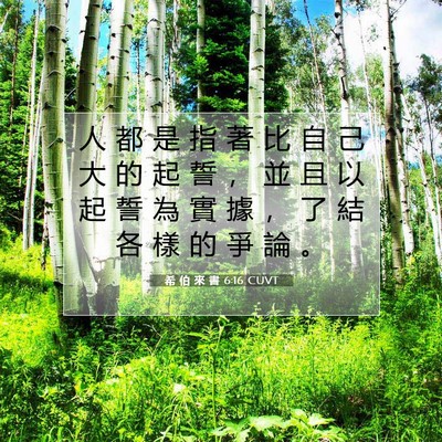 Picture 07 - 希 伯 來 書 6:16 CUVT - 人 都 是 指 著 比 自 己 大 的 起 誓 - Bible Verse Picture