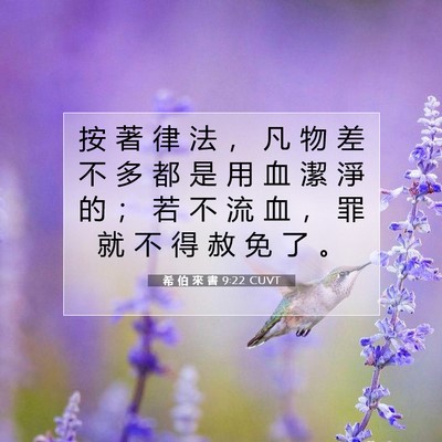Picture 07 - 希 伯 來 書 9:22 CUVT - 按 著 律 法 ， 凡 物 差 不 多 都 是 - Bible Verse Picture
