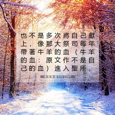 Picture 07 - 希 伯 來 書 9:25 CUVT - 也 不 是 多 次 將 自 己 獻 上 ， 像 - Bible Verse Picture