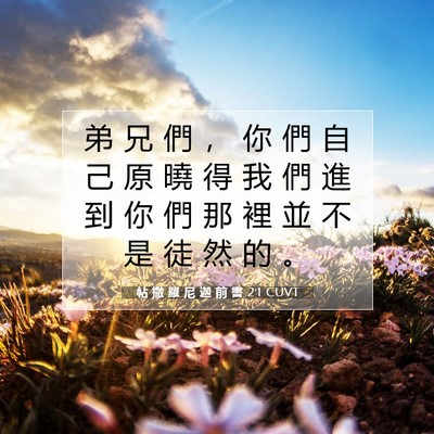 Picture 07 - 帖 撒 羅 尼 迦 前 書 2:1 CUVT - 弟 兄 們 ， 你 們 自 己 原 曉 得 我 - Bible Verse Picture