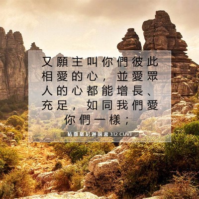Picture 07 - 帖 撒 羅 尼 迦 前 書 3:12 CUVT - 又 願 主 叫 你 們 彼 此 相 愛 的 心 - Bible Verse Picture