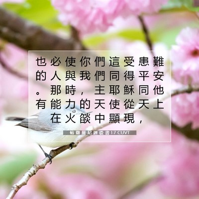 Picture 07 - 帖 撒 羅 尼 迦 後 書 1:7 CUVT - 也 必 使 你 們 這 受 患 難 的 人 與 - Bible Verse Picture
