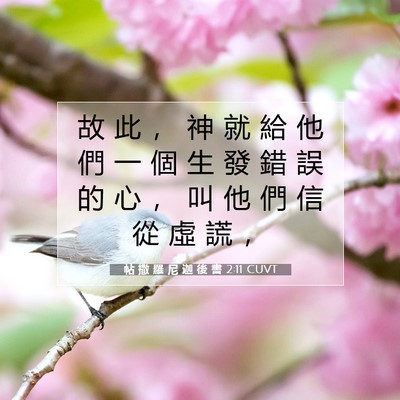 Picture 07 - 帖 撒 羅 尼 迦 後 書 2:11 CUVT - 故 此 ， 神 就 給 他 們 一 個 生 發 - Bible Verse Picture