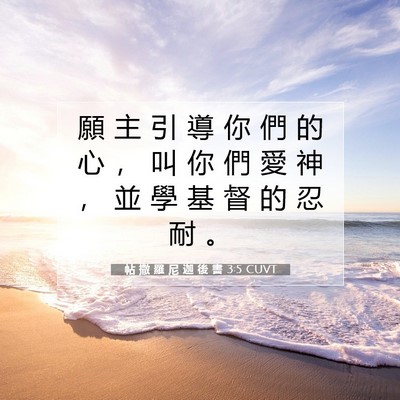 Picture 07 - 帖 撒 羅 尼 迦 後 書 3:5 CUVT - 願 主 引 導 你 們 的 心 ， 叫 你 們 - Bible Verse Picture