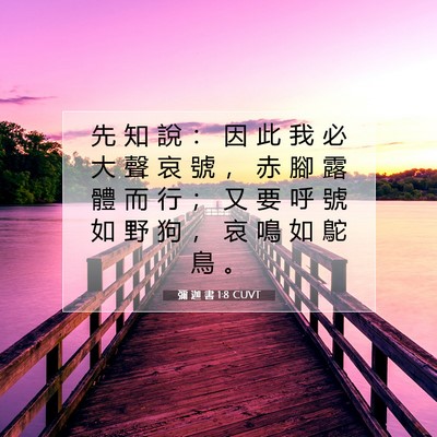 Picture 07 - 彌 迦 書 1:8 CUVT - 先 知 說 ： 因 此 我 必 大 聲 哀 號 - Bible Verse Picture