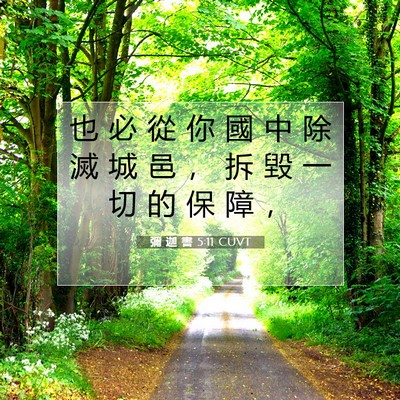 Picture 07 - 彌 迦 書 5:11 CUVT - 也 必 從 你 國 中 除 滅 城 邑 ， 拆 - Bible Verse Picture
