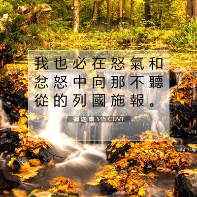 Picture 07 - 彌 迦 書 5:15 CUVT - 我 也 必 在 怒 氣 和 忿 怒 中 向 那 - Bible Verse Picture