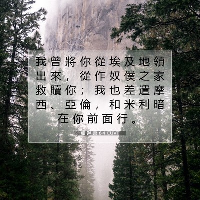 Picture 07 - 彌 迦 書 6:4 CUVT - 我 曾 將 你 從 埃 及 地 領 出 來 ， - Bible Verse Picture