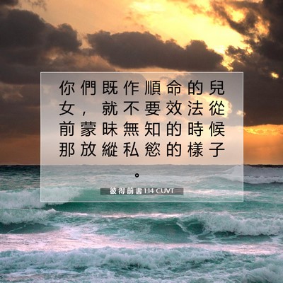 Picture 07 - 彼 得 前 書 1:14 CUVT - 你 們 既 作 順 命 的 兒 女 ， 就 不 - Bible Verse Picture