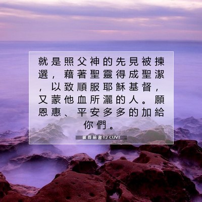 Picture 07 - 彼 得 前 書 1:2 CUVT - 就 是 照 父 神 的 先 見 被 揀 選 ， - Bible Verse Picture