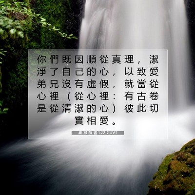 Picture 07 - 彼 得 前 書 1:22 CUVT - 你 們 既 因 順 從 真 理 ， 潔 淨 了 - Bible Verse Picture
