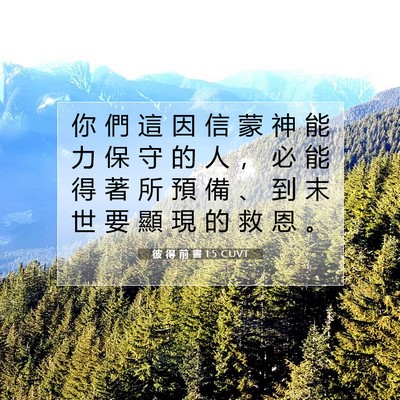 Picture 07 - 彼 得 前 書 1:5 CUVT - 你 們 這 因 信 蒙 神 能 力 保 守 的 - Bible Verse Picture