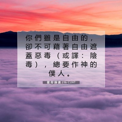Picture 07 - 彼 得 前 書 2:16 CUVT - 你 們 雖 是 自 由 的 ， 卻 不 可 藉 - Bible Verse Picture
