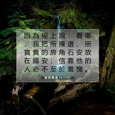 Picture 07 - 彼 得 前 書 2:6 CUVT - 因 為 經 上 說 ： 看 哪 ， 我 把 所 - Bible Verse Picture