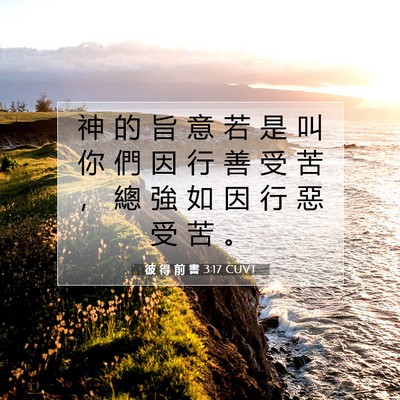 Picture 07 - 彼 得 前 書 3:17 CUVT - 神 的 旨 意 若 是 叫 你 們 因 行 善 - Bible Verse Picture