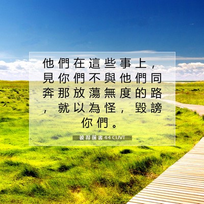 Picture 07 - 彼 得 前 書 4:4 CUVT - 他 們 在 這 些 事 上 ， 見 你 們 不 - Bible Verse Picture