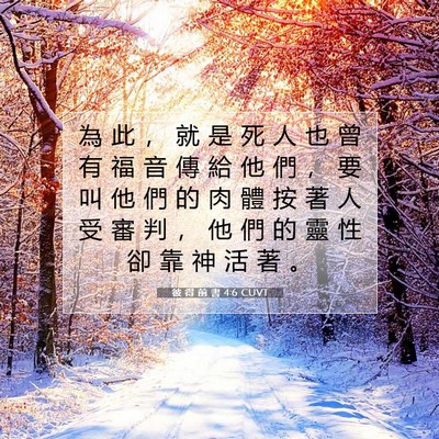 Picture 07 - 彼 得 前 書 4:6 CUVT - 為 此 ， 就 是 死 人 也 曾 有 福 音 - Bible Verse Picture