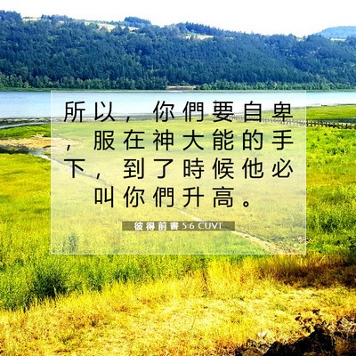 Picture 07 - 彼 得 前 書 5:6 CUVT - 所 以 ， 你 們 要 自 卑 ， 服 在 神 - Bible Verse Picture