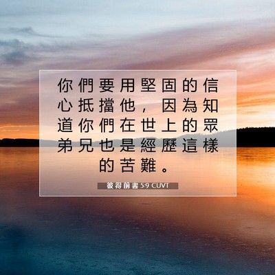 Picture 07 - 彼 得 前 書 5:9 CUVT - 你 們 要 用 堅 固 的 信 心 抵 擋 他 - Bible Verse Picture