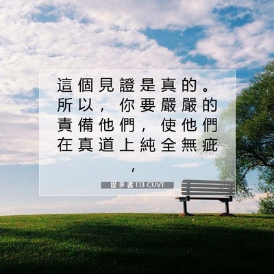 Picture 07 - 提 多 書 1:13 CUVT - 這 個 見 證 是 真 的 。 所 以 ， 你 - Bible Verse Picture