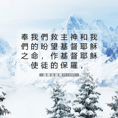 Picture 07 - 提 摩 太 前 書 1:1 CUVT - 奉 我 們 救 主 神 和 我 們 的 盼 望 - Bible Verse Picture