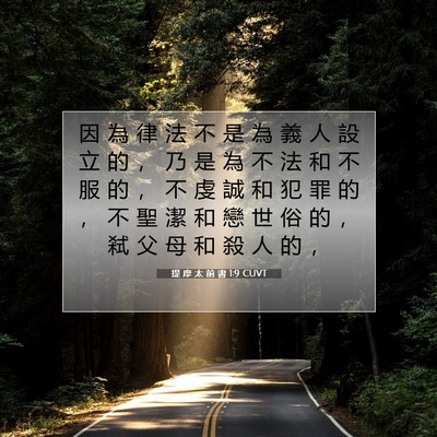 Picture 07 - 提 摩 太 前 書 1:9 CUVT - 因 為 律 法 不 是 為 義 人 設 立 的 - Bible Verse Picture