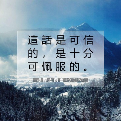Picture 07 - 提 摩 太 前 書 4:9 CUVT - 這 話 是 可 信 的 ， 是 十 分 可 佩 - Bible Verse Picture