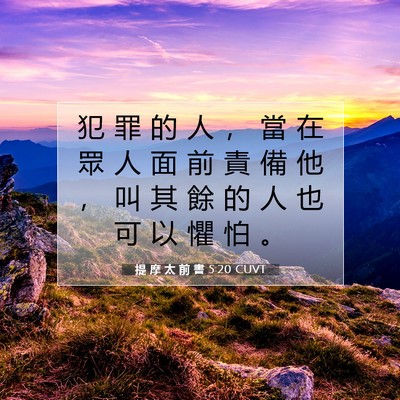 Picture 07 - 提 摩 太 前 書 5:20 CUVT - 犯 罪 的 人 ， 當 在 眾 人 面 前 責 - Bible Verse Picture