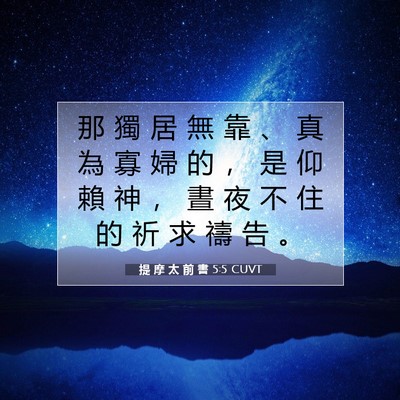 Picture 07 - 提 摩 太 前 書 5:5 CUVT - 那 獨 居 無 靠 、 真 為 寡 婦 的 ， - Bible Verse Picture