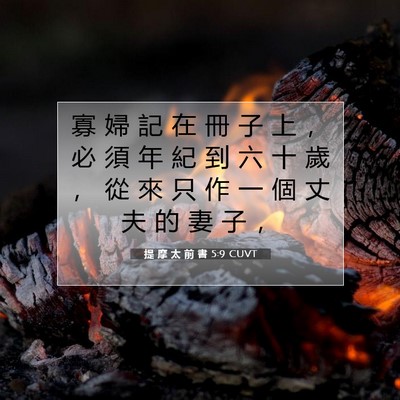 Picture 07 - 提 摩 太 前 書 5:9 CUVT - 寡 婦 記 在 冊 子 上 ， 必 須 年 紀 - Bible Verse Picture