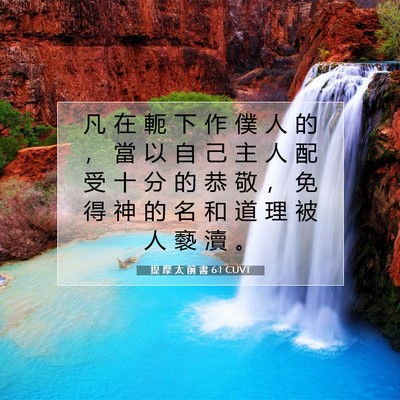 Picture 07 - 提 摩 太 前 書 6:1 CUVT - 凡 在 軛 下 作 僕 人 的 ， 當 以 自 - Bible Verse Picture