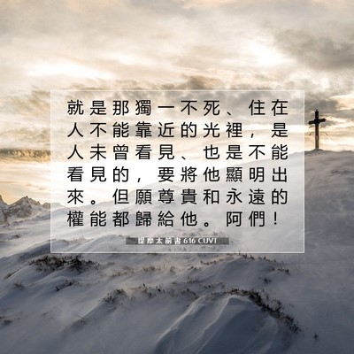 Picture 07 - 提 摩 太 前 書 6:16 CUVT - 就 是 那 獨 一 不 死 、 住 在 人 不 - Bible Verse Picture
