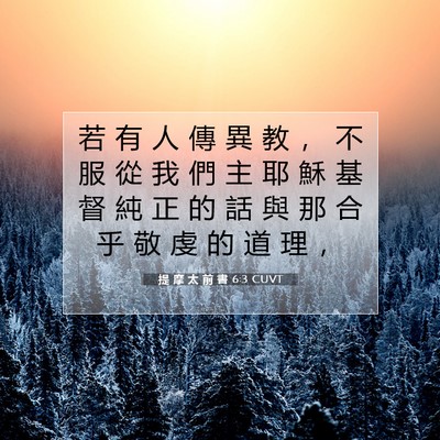 Picture 07 - 提 摩 太 前 書 6:3 CUVT - 若 有 人 傳 異 教 ， 不 服 從 我 們 - Bible Verse Picture