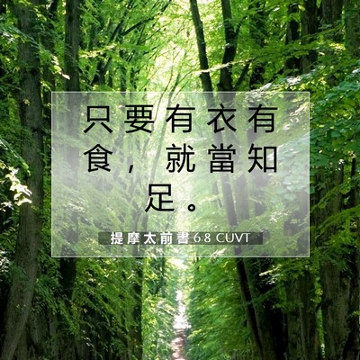 Picture 07 - 提 摩 太 前 書 6:8 CUVT - 只 要 有 衣 有 食 ， 就 當 知 足 - Bible Verse Picture