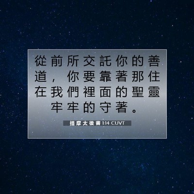 Picture 07 - 提 摩 太 後 書 1:14 CUVT - 從 前 所 交 託 你 的 善 道 ， 你 要 - Bible Verse Picture