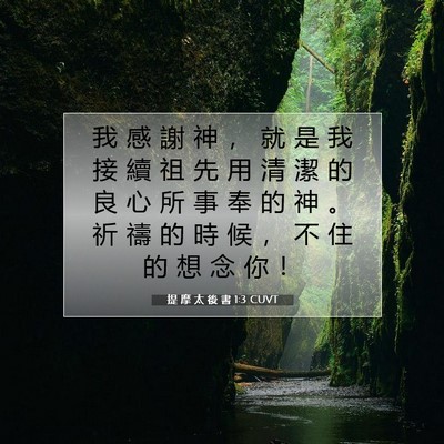 Picture 07 - 提 摩 太 後 書 1:3 CUVT - 我 感 謝 神 ， 就 是 我 接 續 祖 先 - Bible Verse Picture
