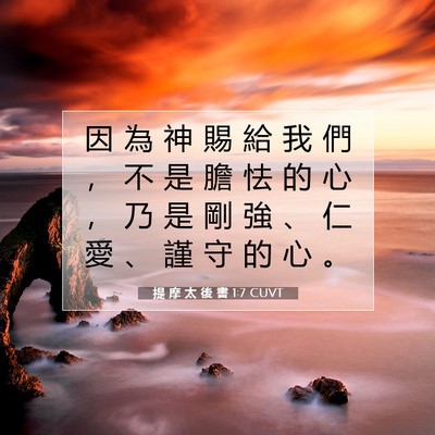 Picture 07 - 提 摩 太 後 書 1:7 CUVT - 因 為 神 賜 給 我 們 ， 不 是 膽 怯 - Bible Verse Picture