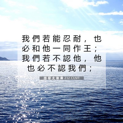 Picture 07 - 提 摩 太 後 書 2:12 CUVT - 我 們 若 能 忍 耐 ， 也 必 和 他 一 - Bible Verse Picture
