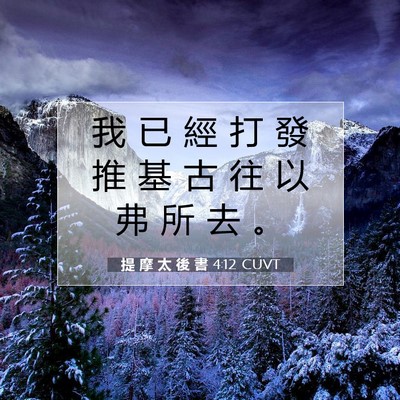 Picture 07 - 提 摩 太 後 書 4:12 CUVT - 我 已 經 打 發 推 基 古 往 以 弗 所 - Bible Verse Picture